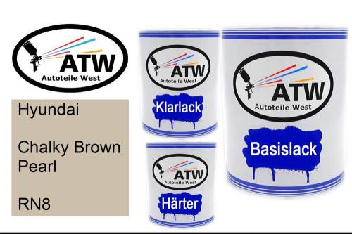 Hyundai, Chalky Brown Pearl, RN8: 1L Lackdose + 1L Klarlack + 500ml Härter - Set, von ATW Autoteile West.
